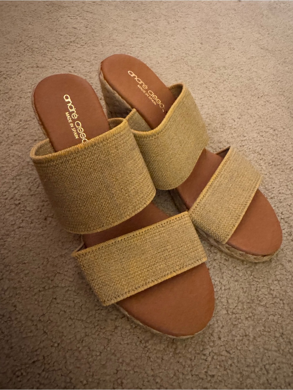Andre Assous Yellow Two-Band Espadrille Slide